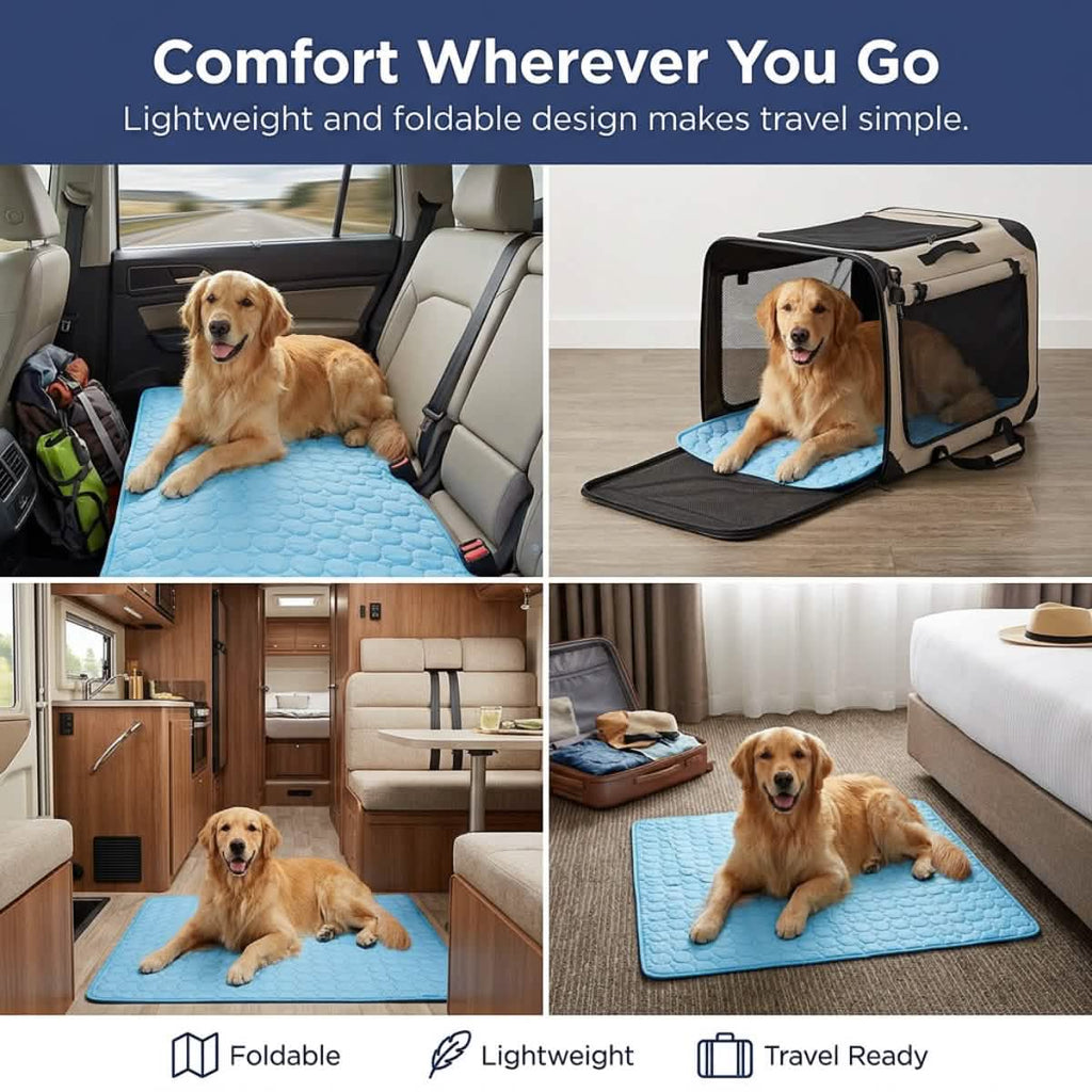 Muddy Mat® Self-Cooling Dog Mat, Ice Silk Cooling Pad for Dogs & Cats, No Water or Electricity Needed, Easy to Clean Non-Slip Summer Pet Mat for Indoor & Outdoor, Sofa, Crate & Car