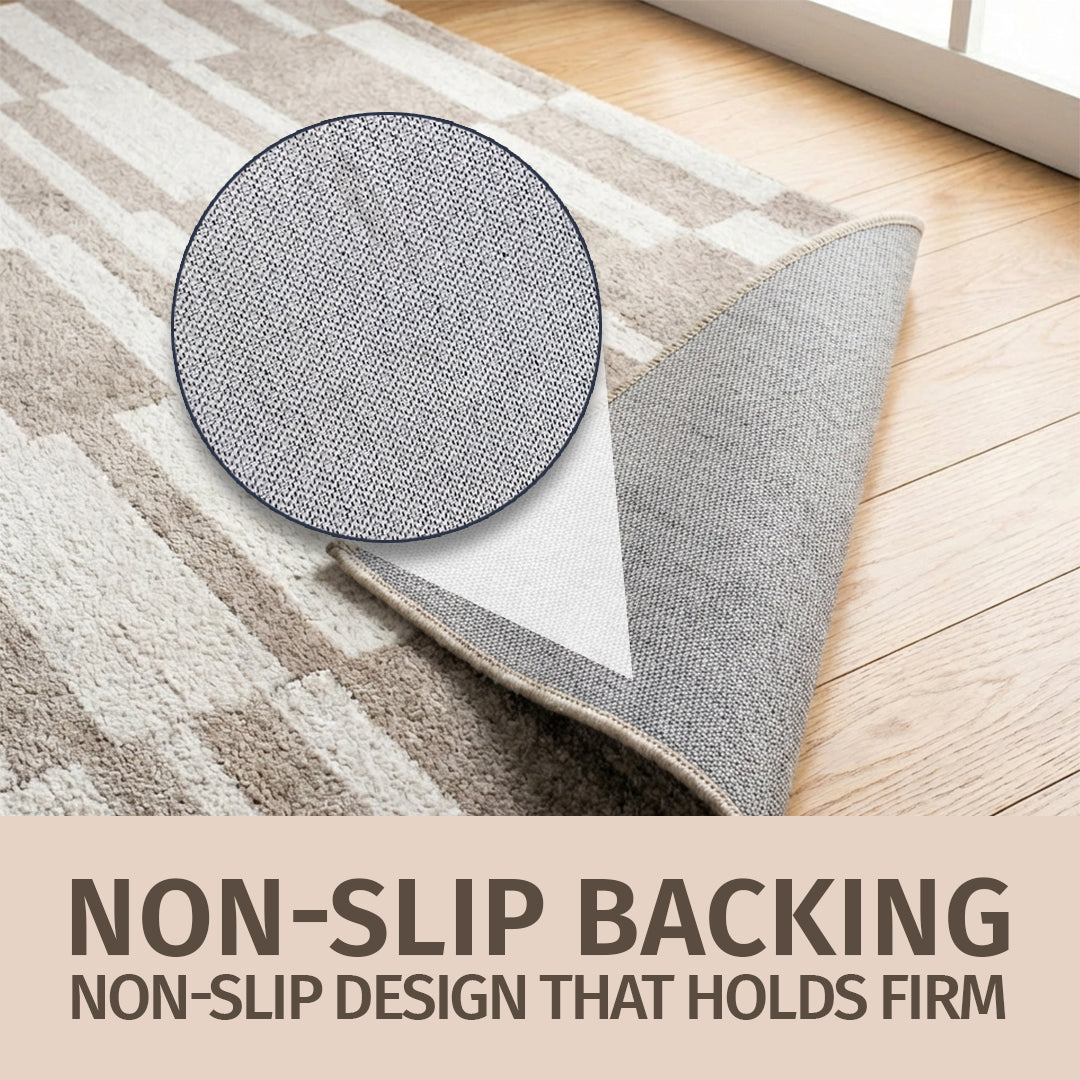 Muddy Carpet Brickline Washable Area Rugs for Living Room, Bedroom & Dining Room – Modern Soft Low Pile Non Slip Carpet – Pet Friendly Waterproof Foldable Rugs for Home