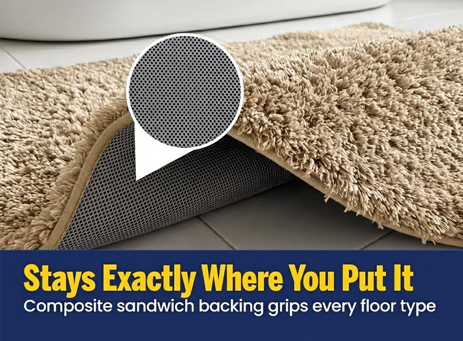 Muddy Mat® Fluffy Bathroom Rug, Soft Absorbent Microfiber Bath Mat, Non Slip, Quick Dry, Machine Washable for Bathroom Floor, Tub, Shower, Toilet and Sink