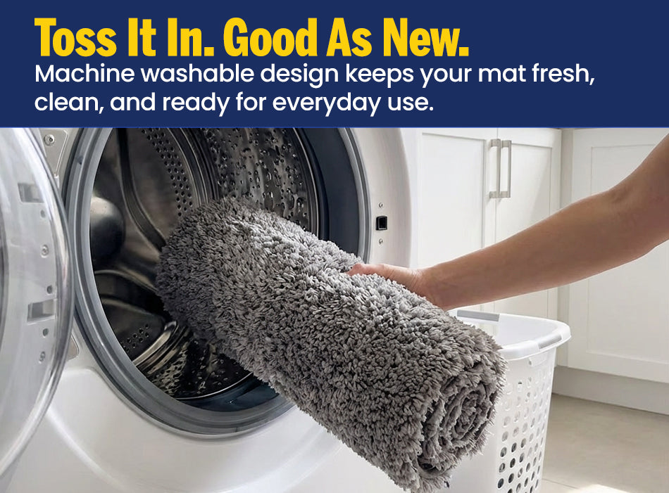 Muddy Mat® Fluffy Bathroom Rug, Soft Absorbent Microfiber Bath Mat, Non Slip, Quick Dry, Machine Washable for Bathroom Floor, Tub, Shower, Toilet and Sink