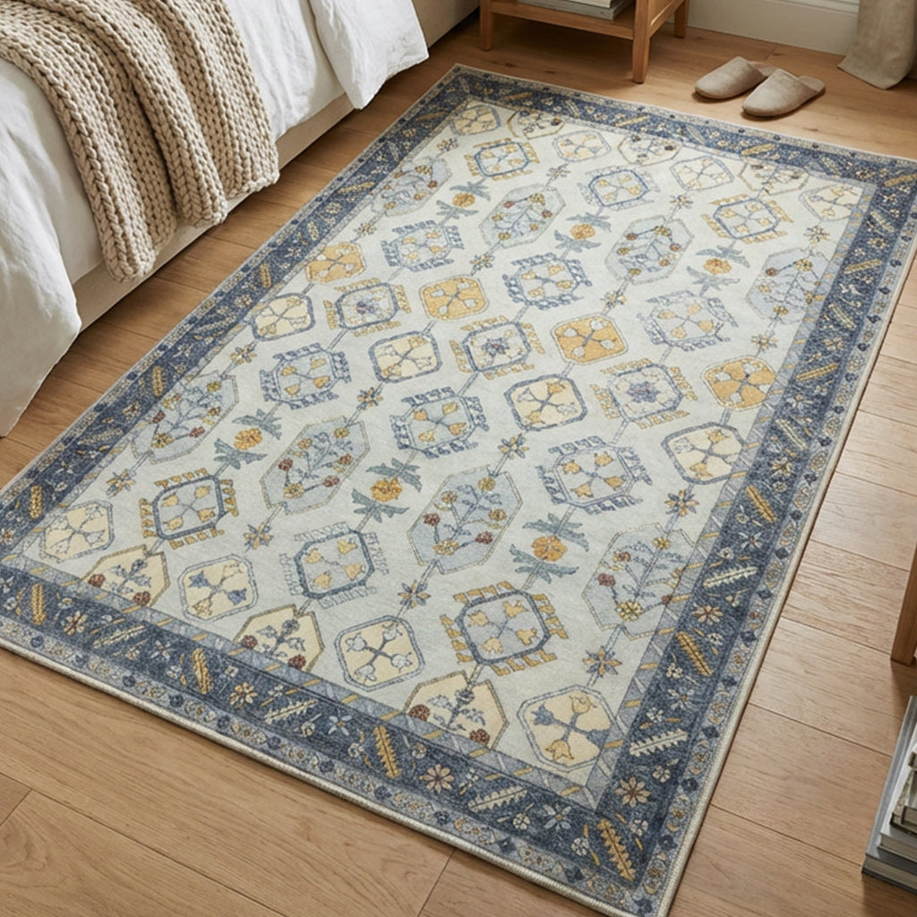 Muddy Carpet Celeste Washable Area Rugs for Living Room, Bedroom & Dining Room – Modern Soft Low Pile Non Slip Carpet – Pet Friendly Waterproof Foldable Rugs for Home