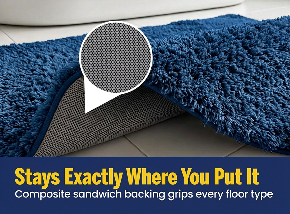 Muddy Mat® Fluffy Bathroom Rug, Soft Absorbent Microfiber Bath Mat, Non Slip, Quick Dry, Machine Washable for Bathroom Floor, Tub, Shower, Toilet and Sink