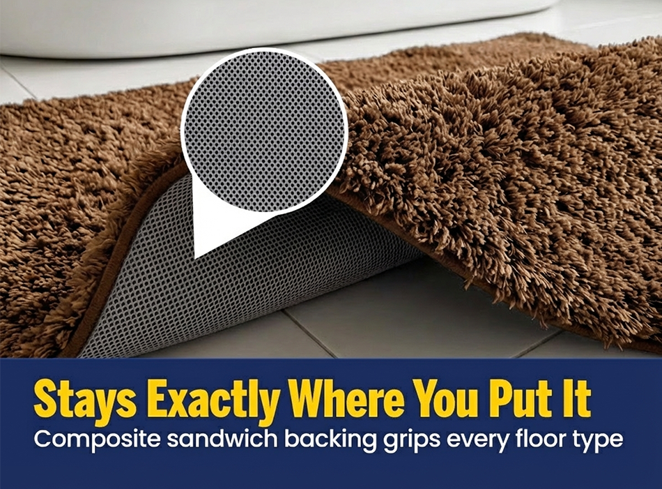 Muddy Mat® Fluffy Bathroom Rug, Soft Absorbent Microfiber Bath Mat, Non Slip, Quick Dry, Machine Washable for Bathroom Floor, Tub, Shower, Toilet and Sink