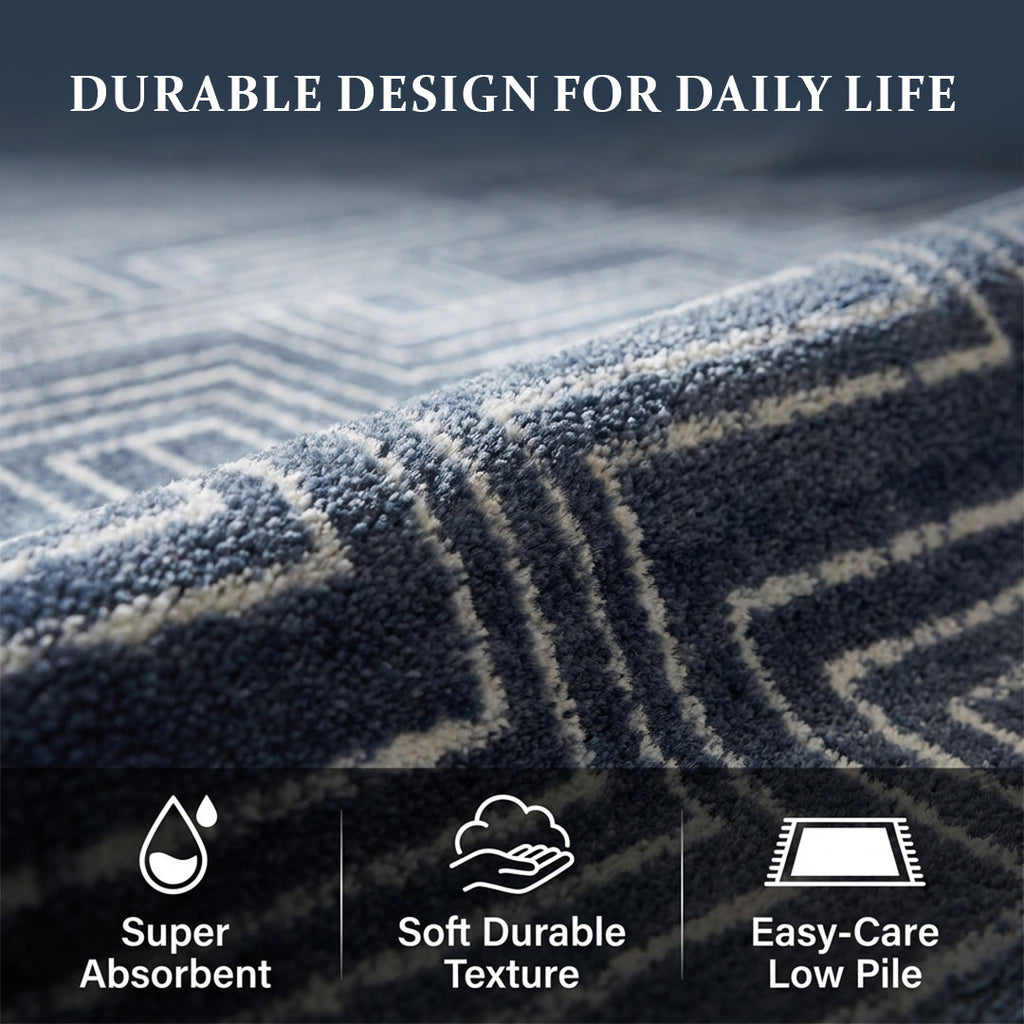 Muddy Carpet Cipher Washable Area Rugs for Living Room, Bedroom & Dining Room – Modern Soft Low Pile Non Slip Carpet – Pet Friendly Waterproof Foldable Rugs for Home