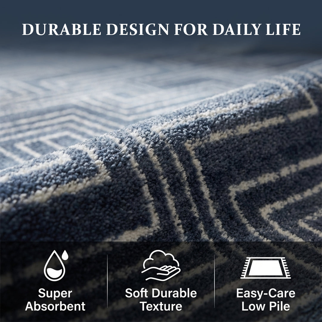 Muddy Carpet Cipher Washable Area Rugs for Living Room, Bedroom & Dining Room – Modern Soft Low Pile Non Slip Carpet – Pet Friendly Waterproof Foldable Rugs for Home