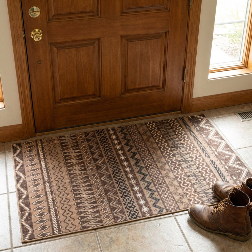 Muddy Carpet Nomad Washable Area Rugs for Living Room, Bedroom & Dining Room – Modern Soft Low Pile Non Slip Carpet – Pet Friendly Waterproof Foldable Rugs for Home