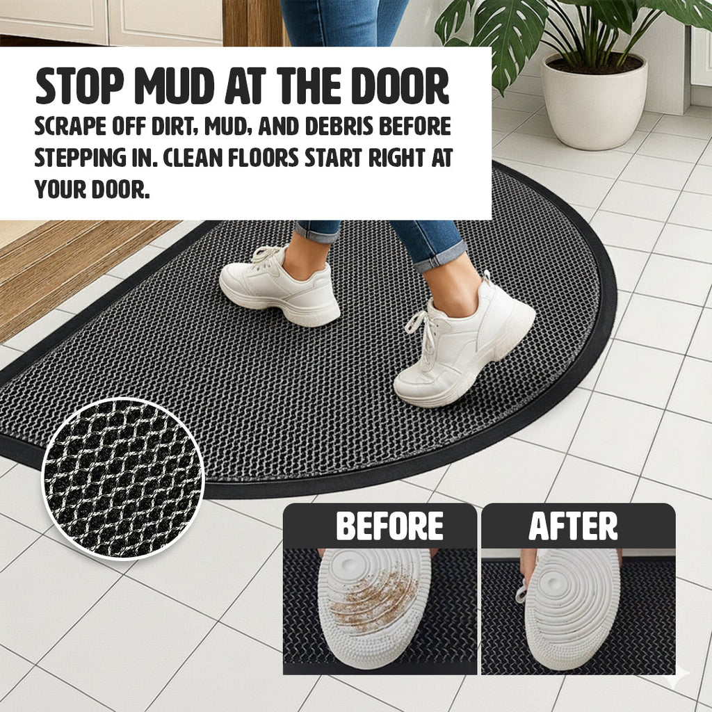 Muddy Mat® Semi-Circle Meshy Door Mat Heavy-Duty Quick-Dry Floor Mat, Sand & Dirt Trapper for Indoor & Outdoor, Ideal for Entrance, Patios & Garages, Low-Profile, Non-Slip, Washable, Mudroom