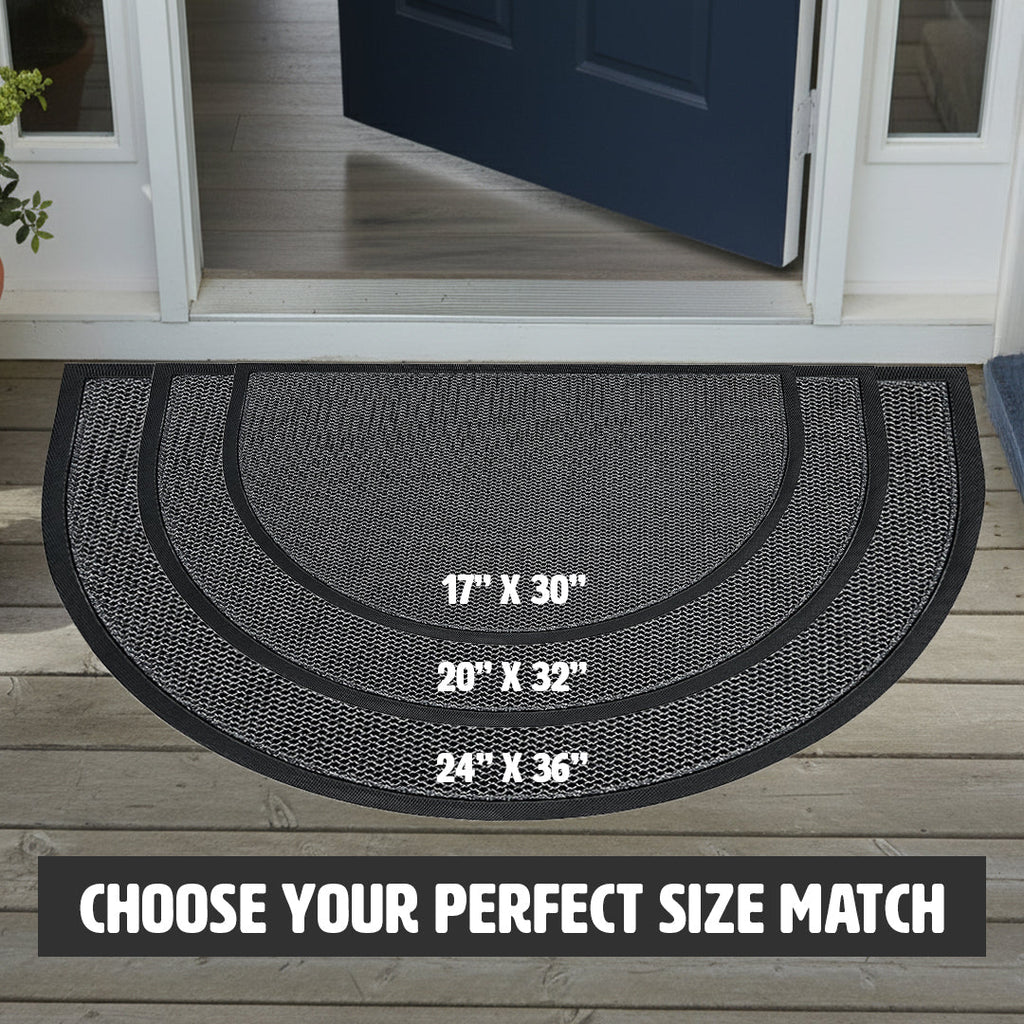 Muddy Mat® Semi-Circle Meshy Door Mat Heavy-Duty Quick-Dry Floor Mat, Sand & Dirt Trapper for Indoor & Outdoor, Ideal for Entrance, Patios & Garages, Low-Profile, Non-Slip, Washable, Mudroom