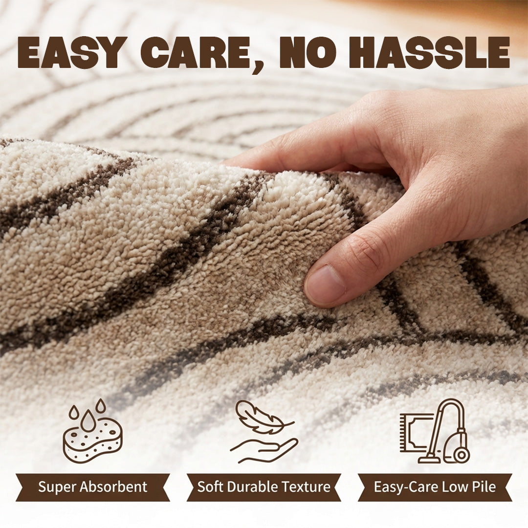 Muddy Carpet Orbit Washable Area Rugs for Living Room, Bedroom & Dining Room – Modern Soft Low Pile Non Slip Carpet – Pet Friendly Waterproof Foldable Rugs for Home