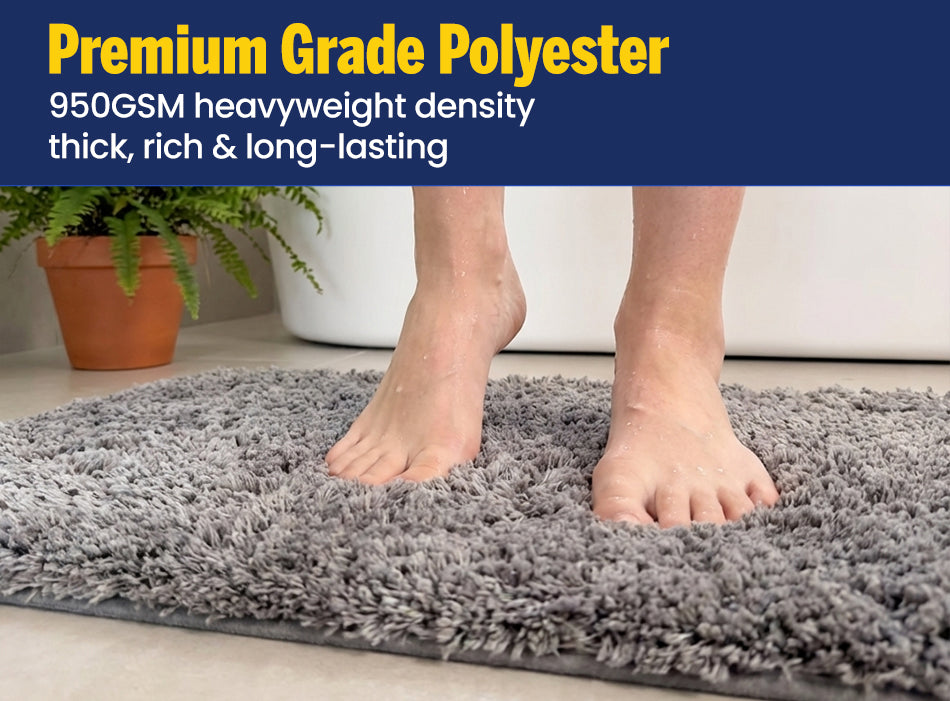 Muddy Mat® Fluffy Bathroom Rug, Soft Absorbent Microfiber Bath Mat, Non Slip, Quick Dry, Machine Washable for Bathroom Floor, Tub, Shower, Toilet and Sink
