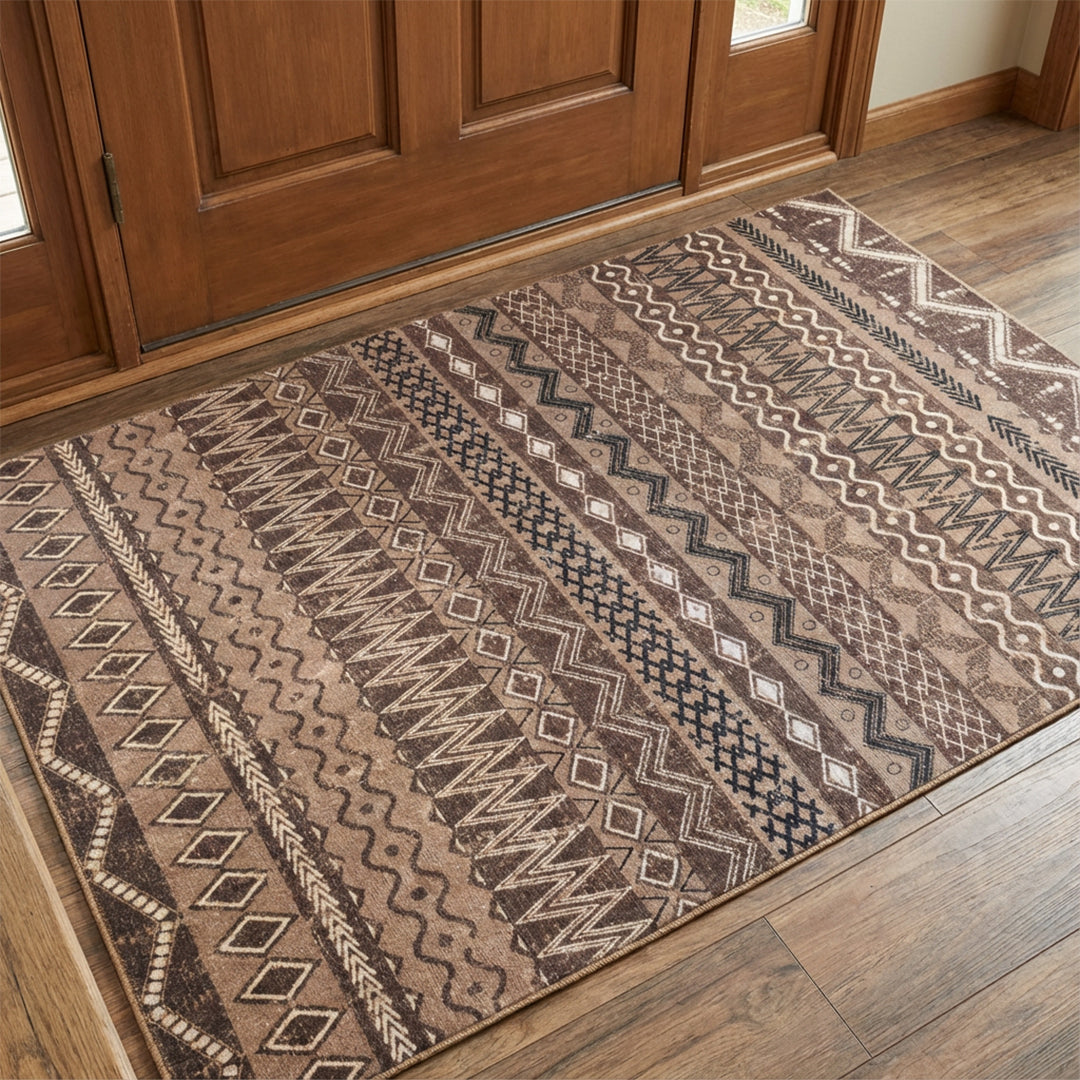 Muddy Carpet Nomad Washable Area Rugs for Living Room, Bedroom & Dining Room – Modern Soft Low Pile Non Slip Carpet – Pet Friendly Waterproof Foldable Rugs for Home