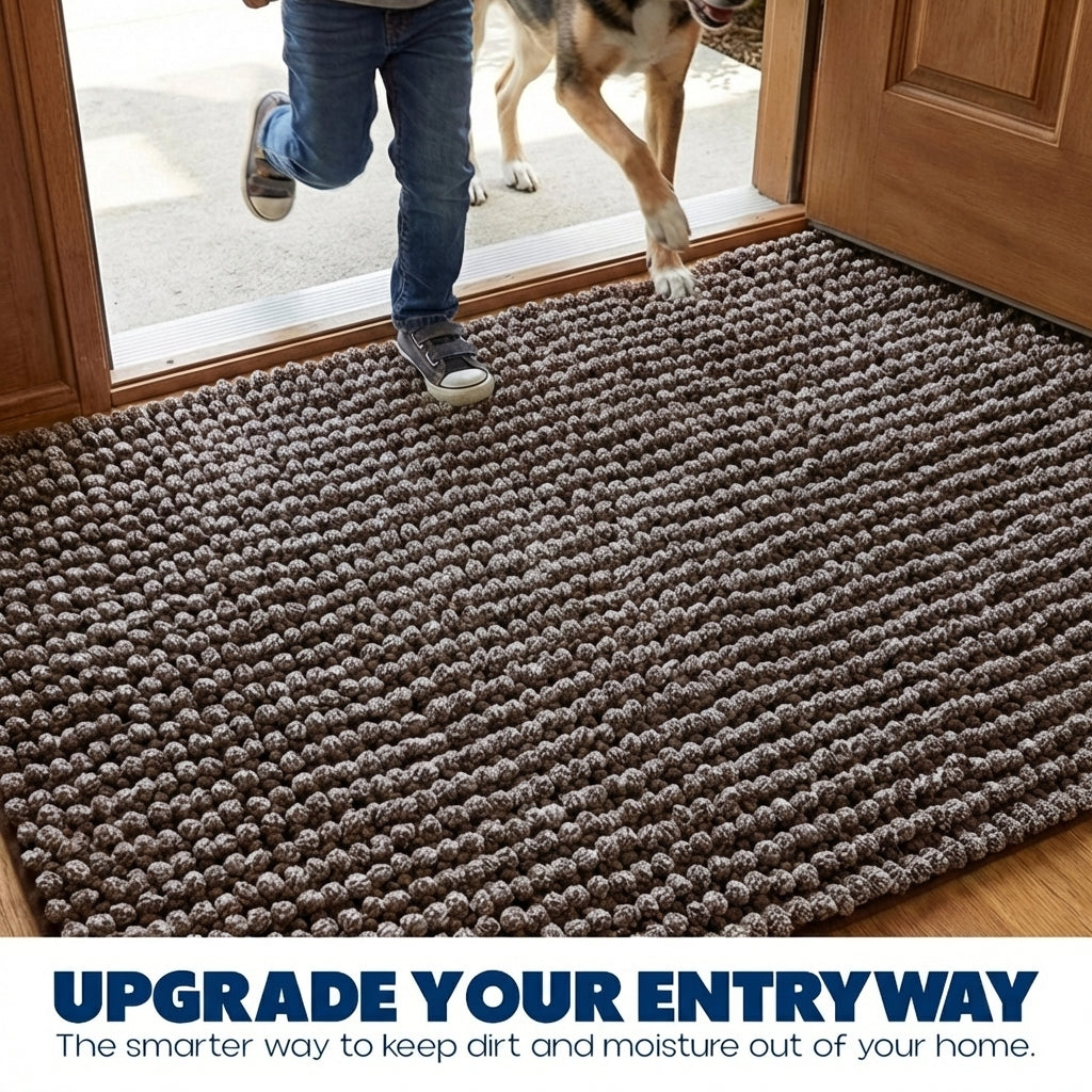 Muddy Mat® TrapMax Dual Tone Indoor Dog Door Mat & Bathroom Rugs – Non Slip Chenille Entryway Rug for Muddy Paws, Super Absorbent Washable Front Door Mat, Quick Dry Bath Mat
