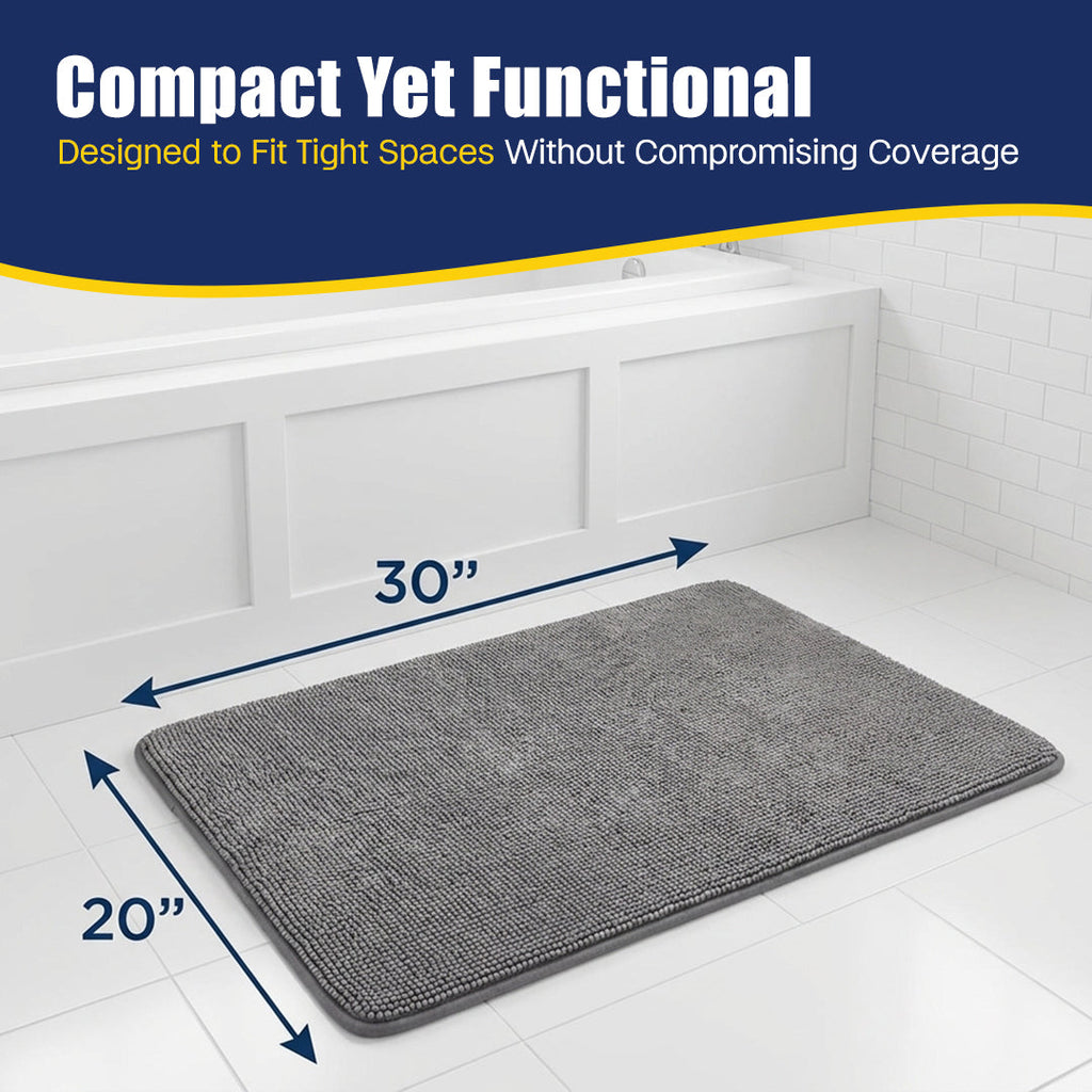 Muddy Mat® CloudStep Bathroom Rugs, Non Slip Bath Mats for Bathroom, Super Absorbent Memory Foam Chenille, Quick Dry Machine Washable Thick Toilet Rug for Shower Tub and Floor