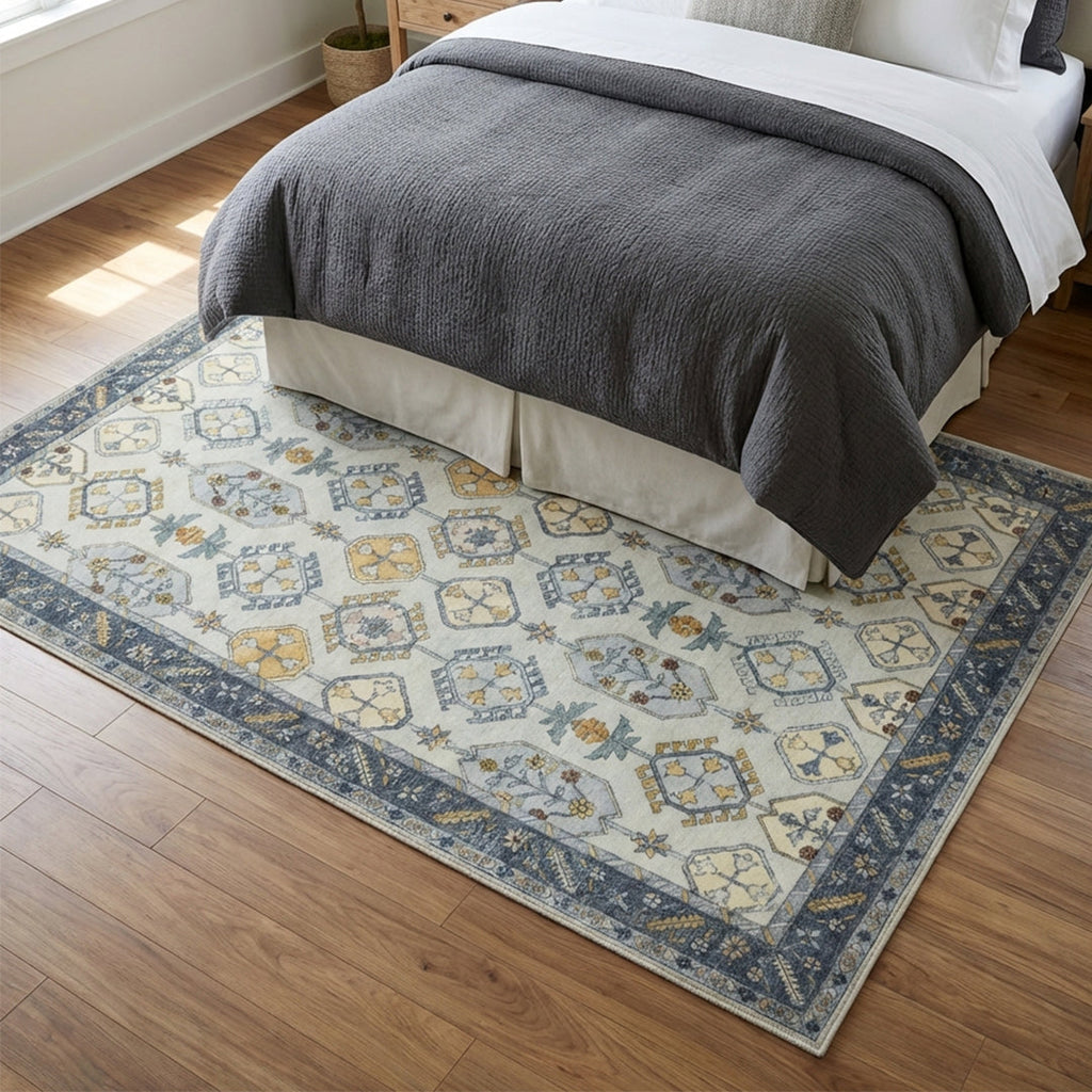 Muddy Carpet Celeste Washable Area Rugs for Living Room, Bedroom & Dining Room – Modern Soft Low Pile Non Slip Carpet – Pet Friendly Waterproof Foldable Rugs for Home
