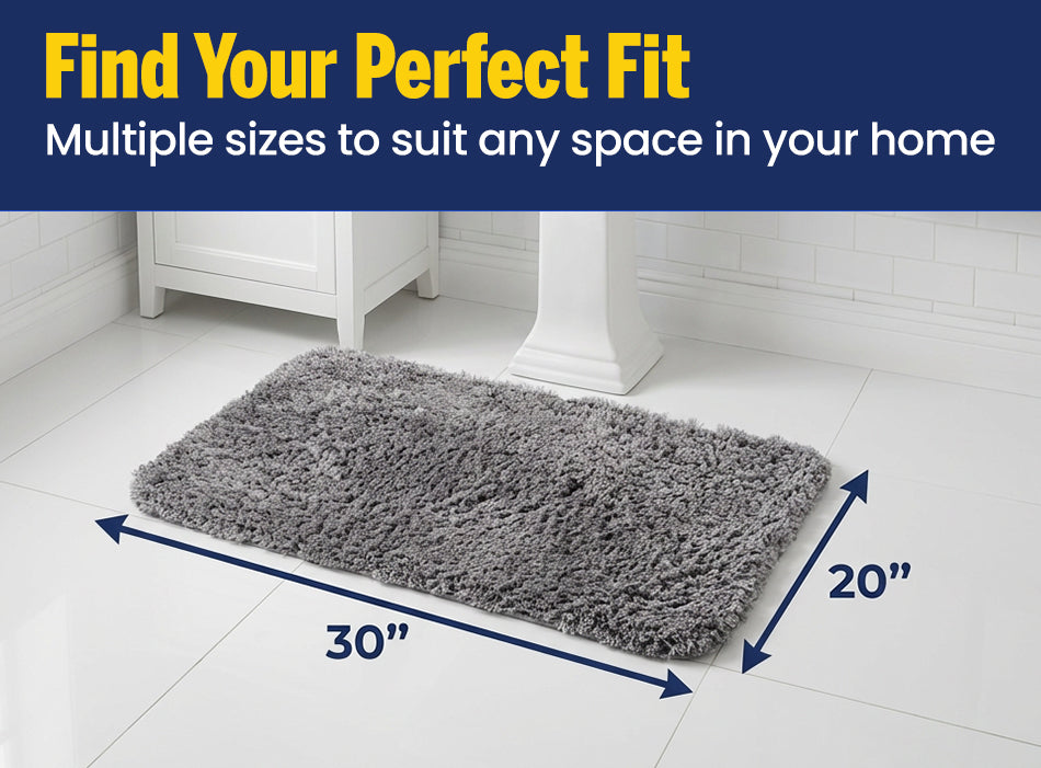 Muddy Mat® Fluffy Bathroom Rug, Soft Absorbent Microfiber Bath Mat, Non Slip, Quick Dry, Machine Washable for Bathroom Floor, Tub, Shower, Toilet and Sink