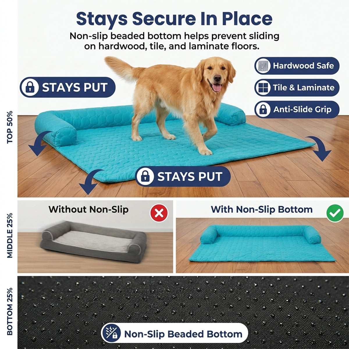 Muddy Mat® Ice Silk Cooling Dog Bed with Orthopedic Memory Foam & Bolster Rim, Self-Cooling Breathable Pet Sofa Bed, Extra-Wide Sofa Protection, Non-Slip, Detachable & Machine Washable