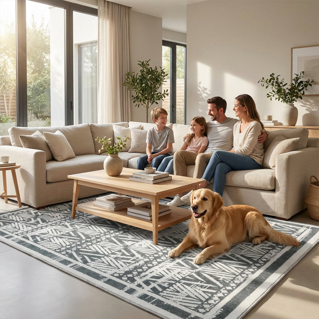 Muddy Carpet Zenith Washable Area Rugs for Living Room, Bedroom & Dining Room – Modern Soft Low Pile Non Slip Carpet – Pet Friendly Waterproof Foldable Rugs for Home