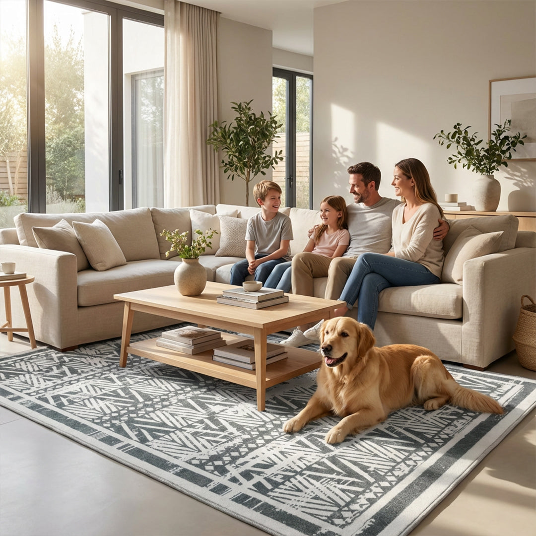 Muddy Carpet Zenith Washable Area Rugs for Living Room, Bedroom & Dining Room – Modern Soft Low Pile Non Slip Carpet – Pet Friendly Waterproof Foldable Rugs for Home