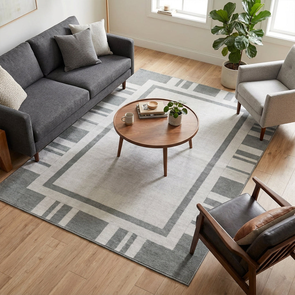 Muddy Carpet Trellis Washable Area Rugs for Living Room, Bedroom & Dining Room – Modern Soft Low Pile Non Slip Carpet – Pet Friendly Waterproof Foldable Rugs for Home