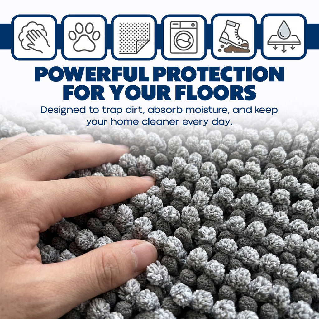 Muddy Mat® TrapMax Dual Tone Indoor Dog Door Mat & Bathroom Rugs – Non Slip Chenille Entryway Rug for Muddy Paws, Super Absorbent Washable Front Door Mat, Quick Dry Bath Mat
