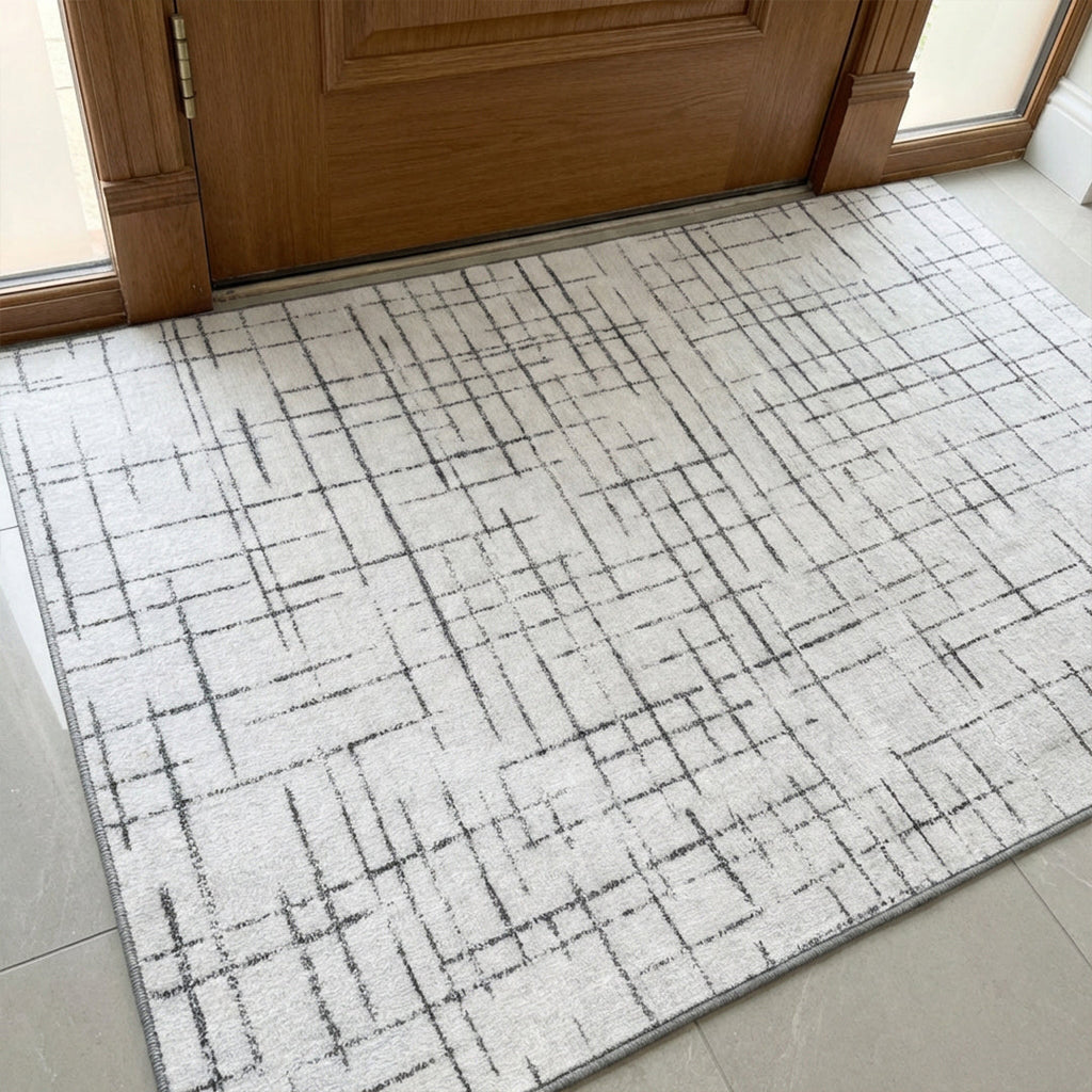 Muddy Carpet Strata Washable Area Rugs for Living Room, Bedroom & Dining Room – Modern Soft Low Pile Non Slip Carpet – Pet Friendly Waterproof Foldable Rugs for Home