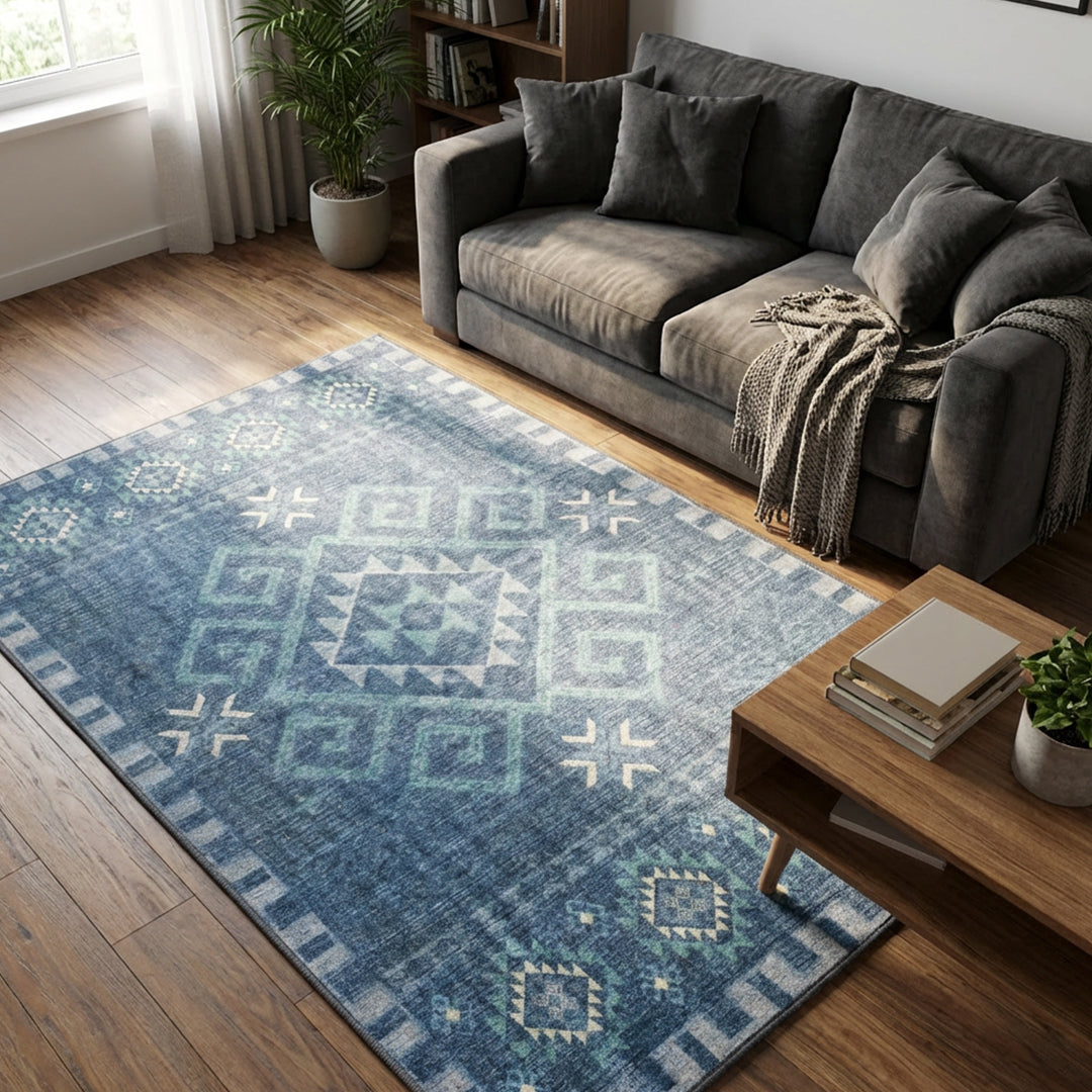 Muddy Carpet Mesa Washable Area Rugs for Living Room, Bedroom & Dining Room – Modern Soft Low Pile Non Slip Carpet – Pet Friendly Waterproof Foldable Rugs for Home