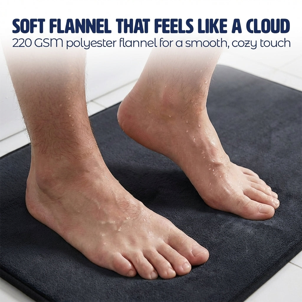 Muddy Mat® Memory Foam Bath Mat Set 2 Piece – Velvet Soft Non Slip Bathroom Rugs Set, Thick Absorbent Washable Bath Mats for Bathroom Floor and Shower, 20"x30" + 20"x20" U-Shaped