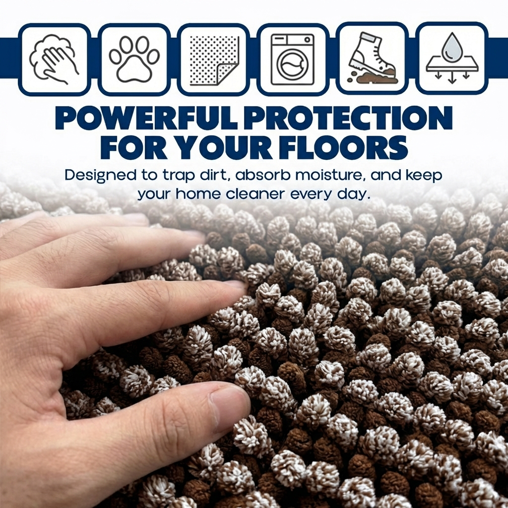 Muddy Mat® TrapMax Dual Tone Indoor Dog Door Mat & Bathroom Rugs – Non Slip Chenille Entryway Rug for Muddy Paws, Super Absorbent Washable Front Door Mat, Quick Dry Bath Mat