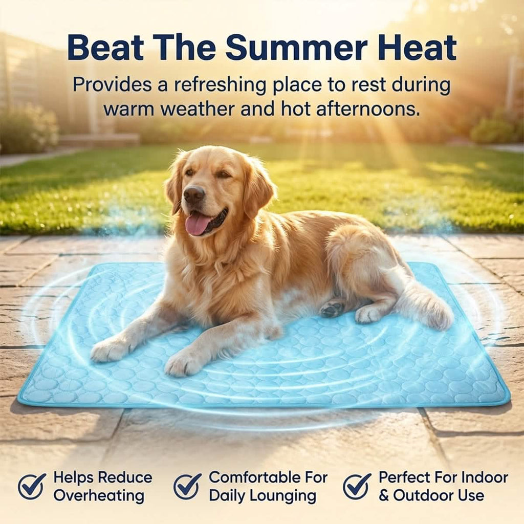 Muddy Mat® Self-Cooling Dog Mat, Ice Silk Cooling Pad for Dogs & Cats, No Water or Electricity Needed, Easy to Clean Non-Slip Summer Pet Mat for Indoor & Outdoor, Sofa, Crate & Car