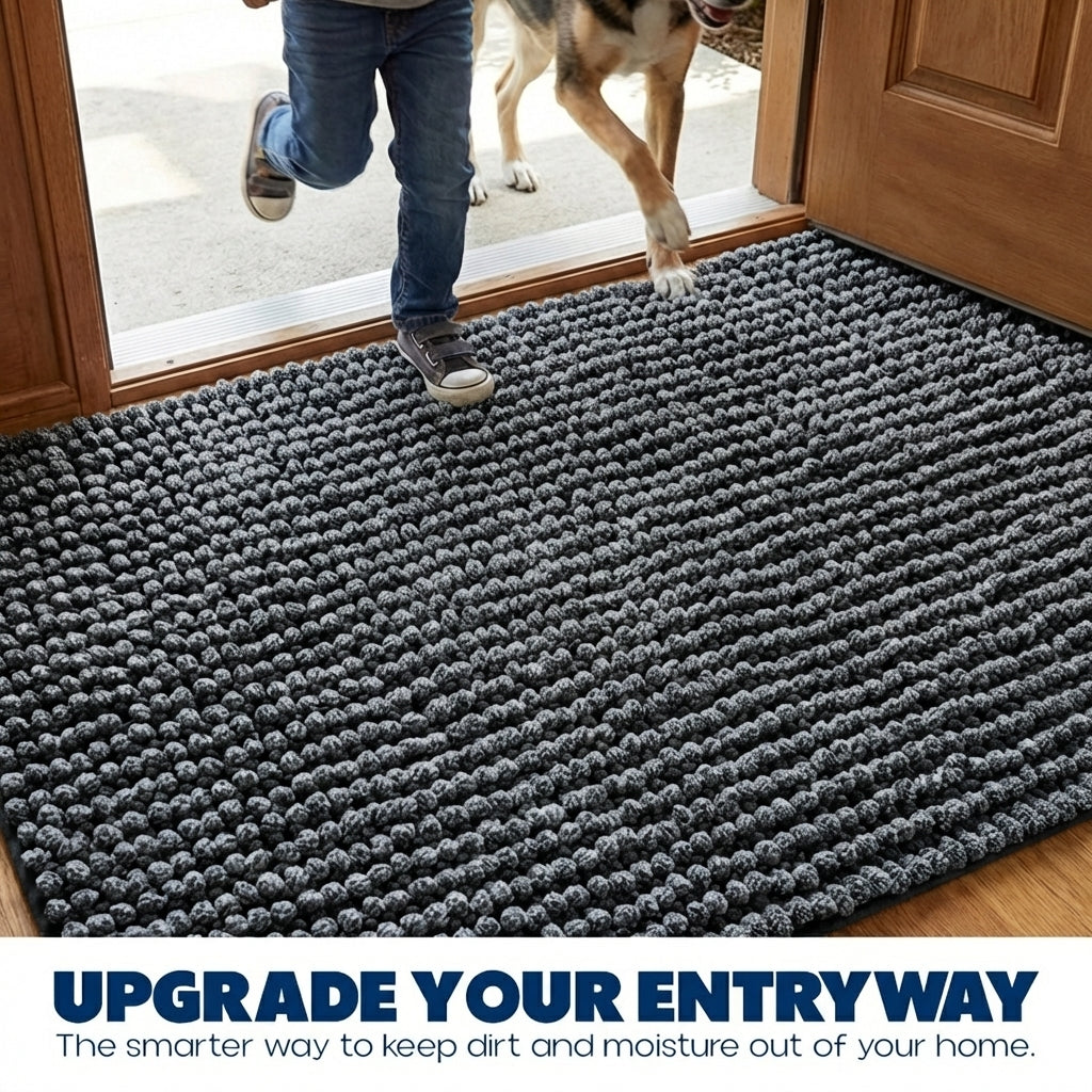 Muddy Mat® TrapMax Dual Tone Indoor Dog Door Mat & Bathroom Rugs – Non Slip Chenille Entryway Rug for Muddy Paws, Super Absorbent Washable Front Door Mat, Quick Dry Bath Mat