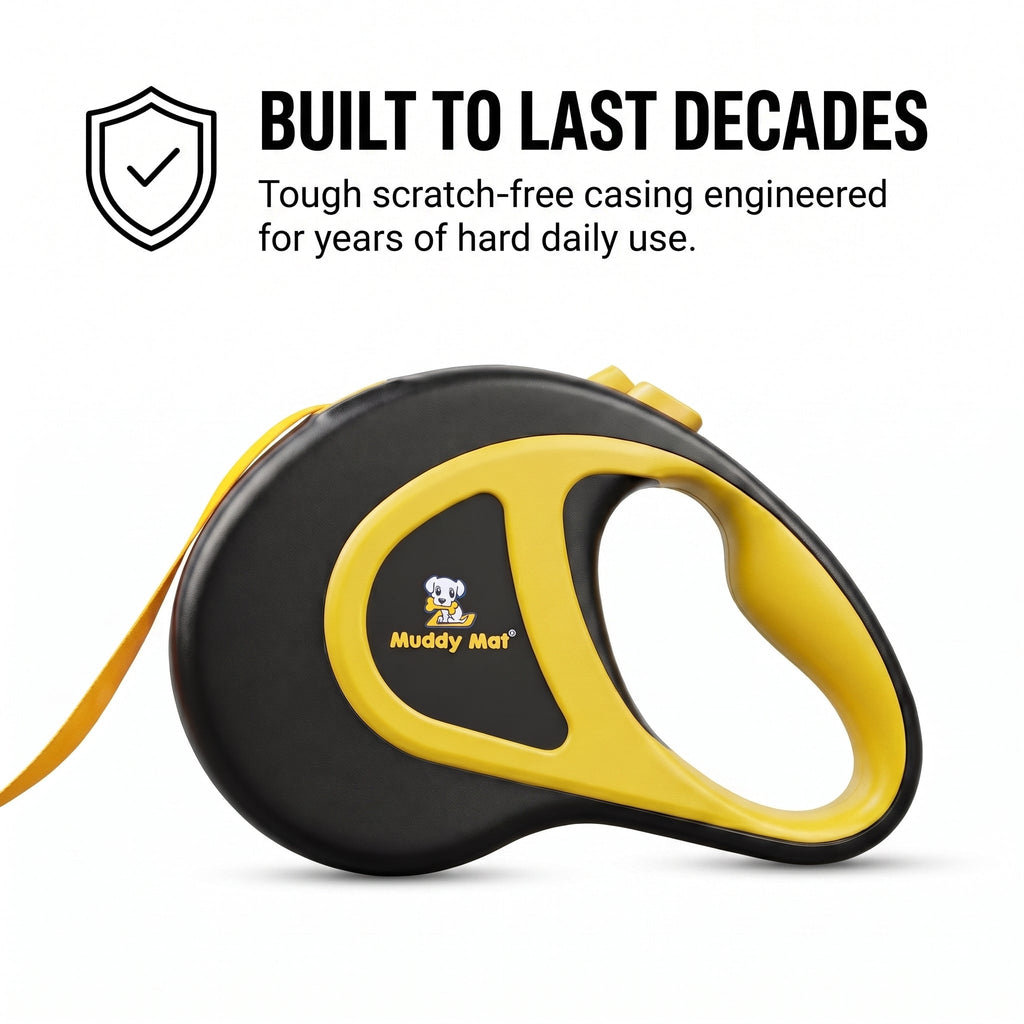 Muddy Mat® Retractable Dog Leash – 16 ft Heavy Duty Tape Leash for Small & Medium Dogs up to 44 lbs | One-Button Brake, 360° Tangle-Free | Ergonomic Grip
