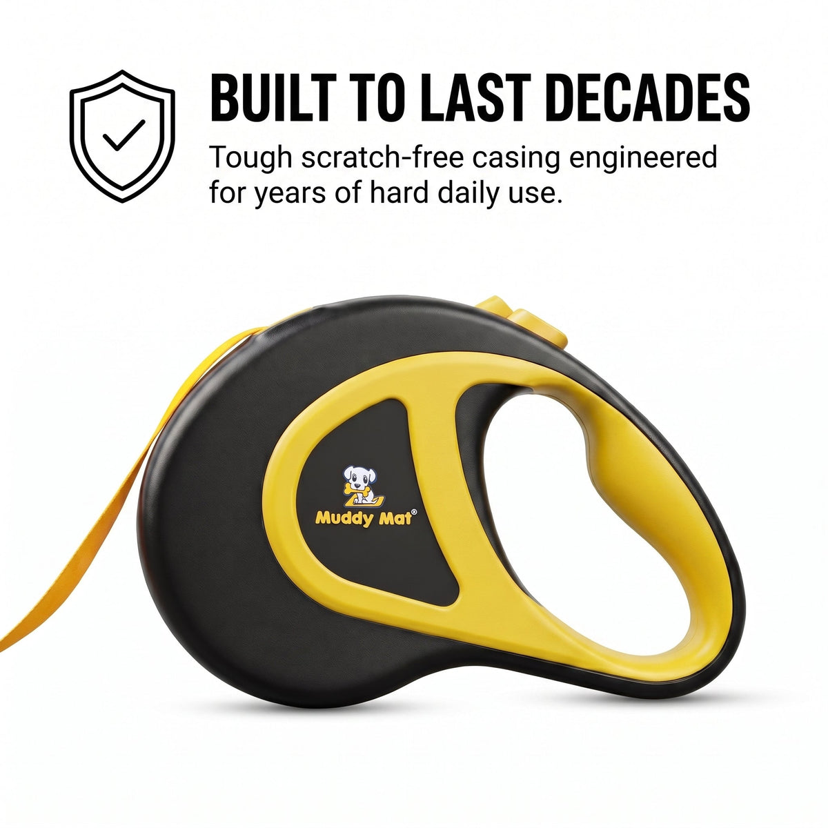 Muddy Mat® Retractable Dog Leash – 16 ft Heavy Duty Tape Leash for Small & Medium Dogs up to 44 lbs | One-Button Brake, 360° Tangle-Free | Ergonomic Grip