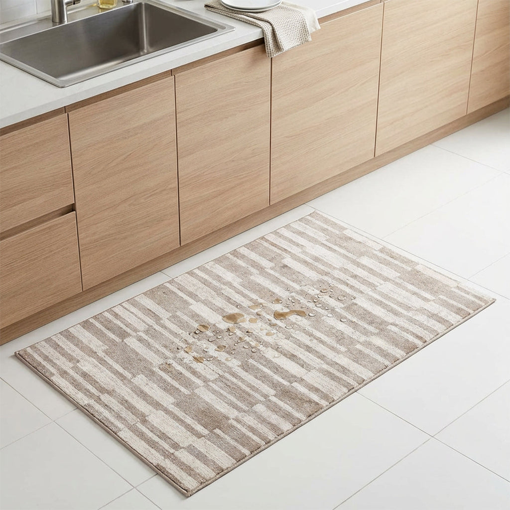Muddy Carpet Brickline Washable Area Rugs for Living Room, Bedroom & Dining Room – Modern Soft Low Pile Non Slip Carpet – Pet Friendly Waterproof Foldable Rugs for Home