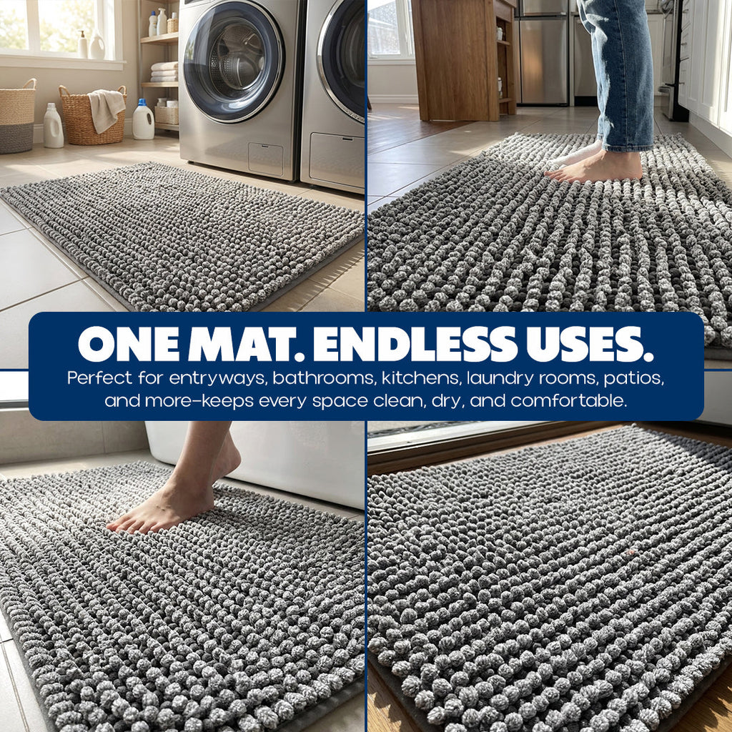 Muddy Mat® TrapMax Dual Tone Indoor Dog Door Mat & Bathroom Rugs – Non Slip Chenille Entryway Rug for Muddy Paws, Super Absorbent Washable Front Door Mat, Quick Dry Bath Mat