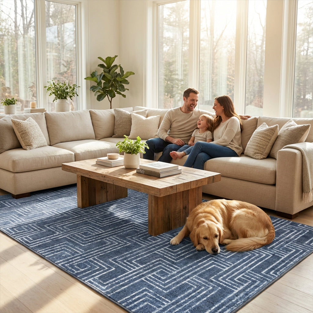 Muddy Carpet Cipher Washable Area Rugs for Living Room, Bedroom & Dining Room – Modern Soft Low Pile Non Slip Carpet – Pet Friendly Waterproof Foldable Rugs for Home