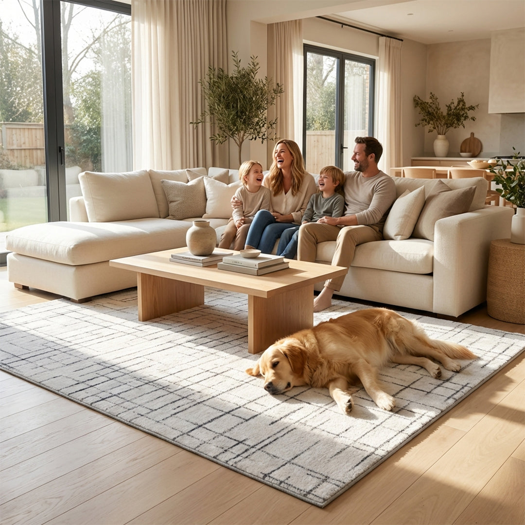 Muddy Carpet Strata Washable Area Rugs for Living Room, Bedroom & Dining Room – Modern Soft Low Pile Non Slip Carpet – Pet Friendly Waterproof Foldable Rugs for Home