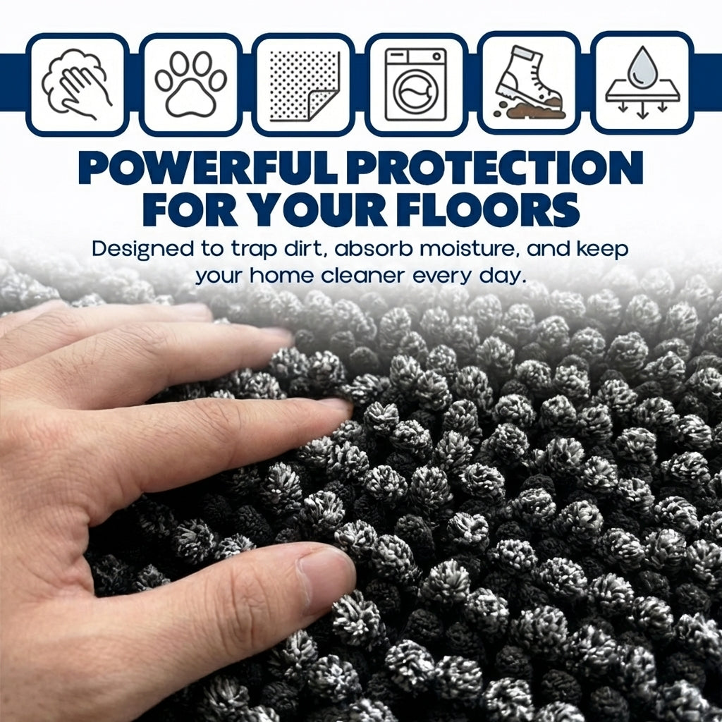 Muddy Mat® TrapMax Dual Tone Indoor Dog Door Mat & Bathroom Rugs – Non Slip Chenille Entryway Rug for Muddy Paws, Super Absorbent Washable Front Door Mat, Quick Dry Bath Mat