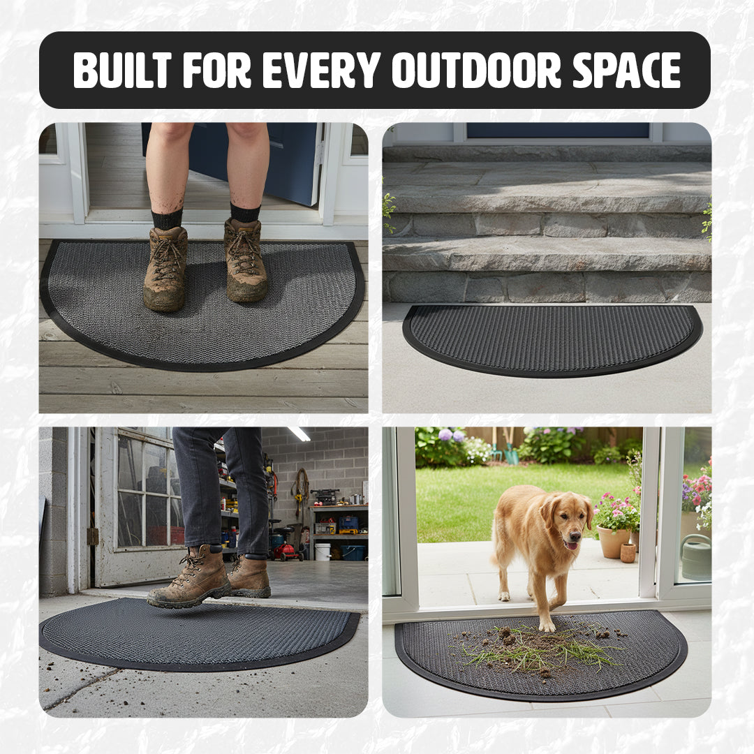 Muddy Mat® Semi-Circle Meshy Door Mat Heavy-Duty Quick-Dry Floor Mat, Sand & Dirt Trapper for Indoor & Outdoor, Ideal for Entrance, Patios & Garages, Low-Profile, Non-Slip, Washable, Mudroom