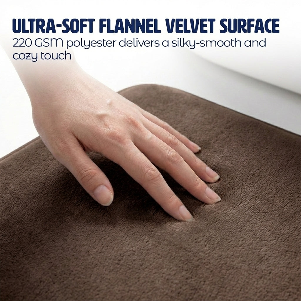 Muddy Mat® Memory Foam Bath Mat Set 2 Piece – Velvet Soft Non Slip Bathroom Rugs Set, Thick Absorbent Washable Bath Mats for Bathroom Floor and Shower, 20"x30" + 20"x20" U-Shaped