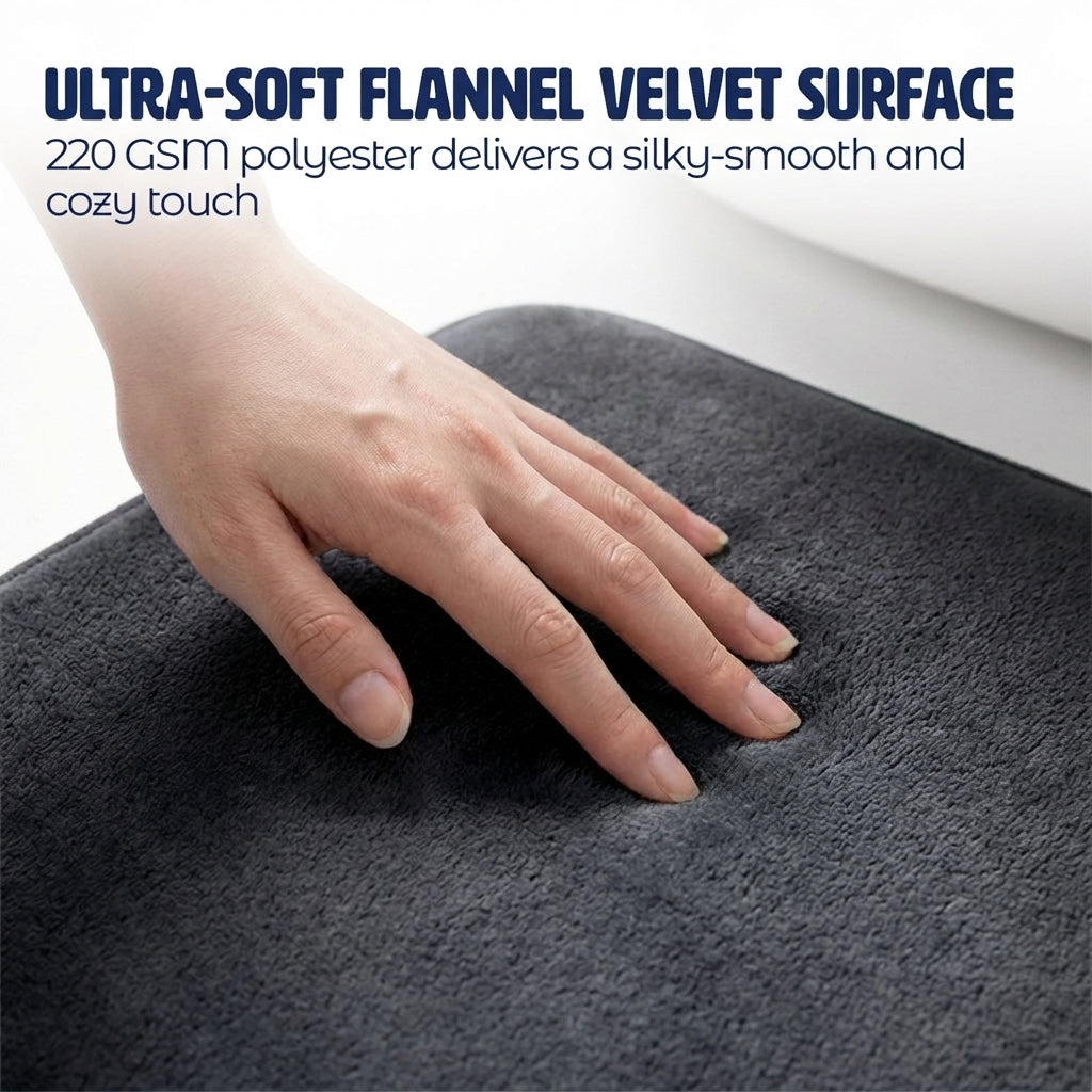 Muddy Mat® Memory Foam Bath Mat Set 2 Piece – Velvet Soft Non Slip Bathroom Rugs Set, Thick Absorbent Washable Bath Mats for Bathroom Floor and Shower, 20"x30" + 20"x20" U-Shaped