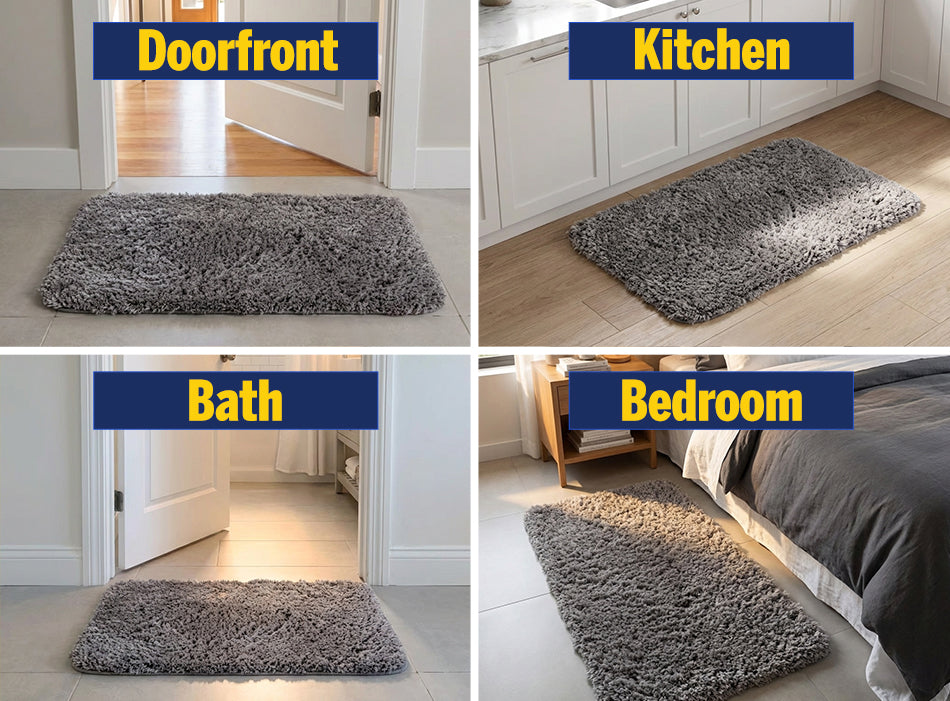 Muddy Mat® Fluffy Bathroom Rug, Soft Absorbent Microfiber Bath Mat, Non Slip, Quick Dry, Machine Washable for Bathroom Floor, Tub, Shower, Toilet and Sink