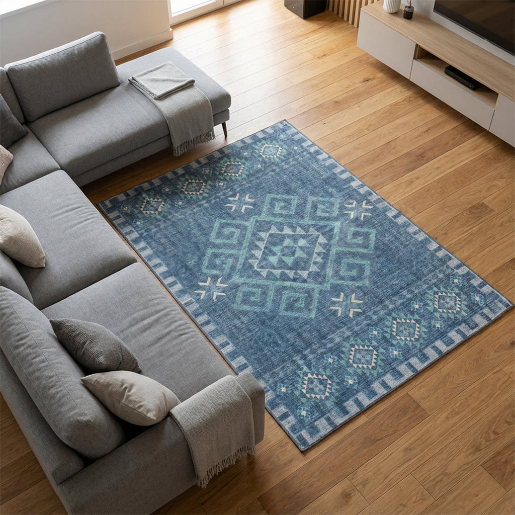 Muddy Carpet Mesa Washable Area Rugs for Living Room, Bedroom & Dining Room – Modern Soft Low Pile Non Slip Carpet – Pet Friendly Waterproof Foldable Rugs for Home