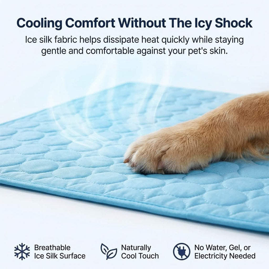 Muddy Mat® Self-Cooling Dog Mat, Ice Silk Cooling Pad for Dogs & Cats, No Water or Electricity Needed, Easy to Clean Non-Slip Summer Pet Mat for Indoor & Outdoor, Sofa, Crate & Car