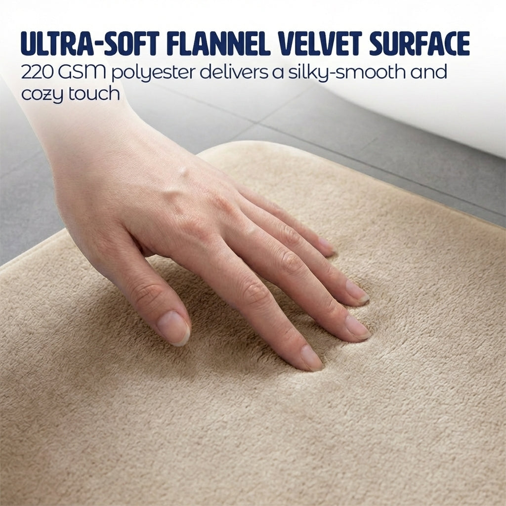 Muddy Mat® Memory Foam Bath Mat Set 2 Piece – Velvet Soft Non Slip Bathroom Rugs Set, Thick Absorbent Washable Bath Mats for Bathroom Floor and Shower, 20"x30" + 20"x20" U-Shaped