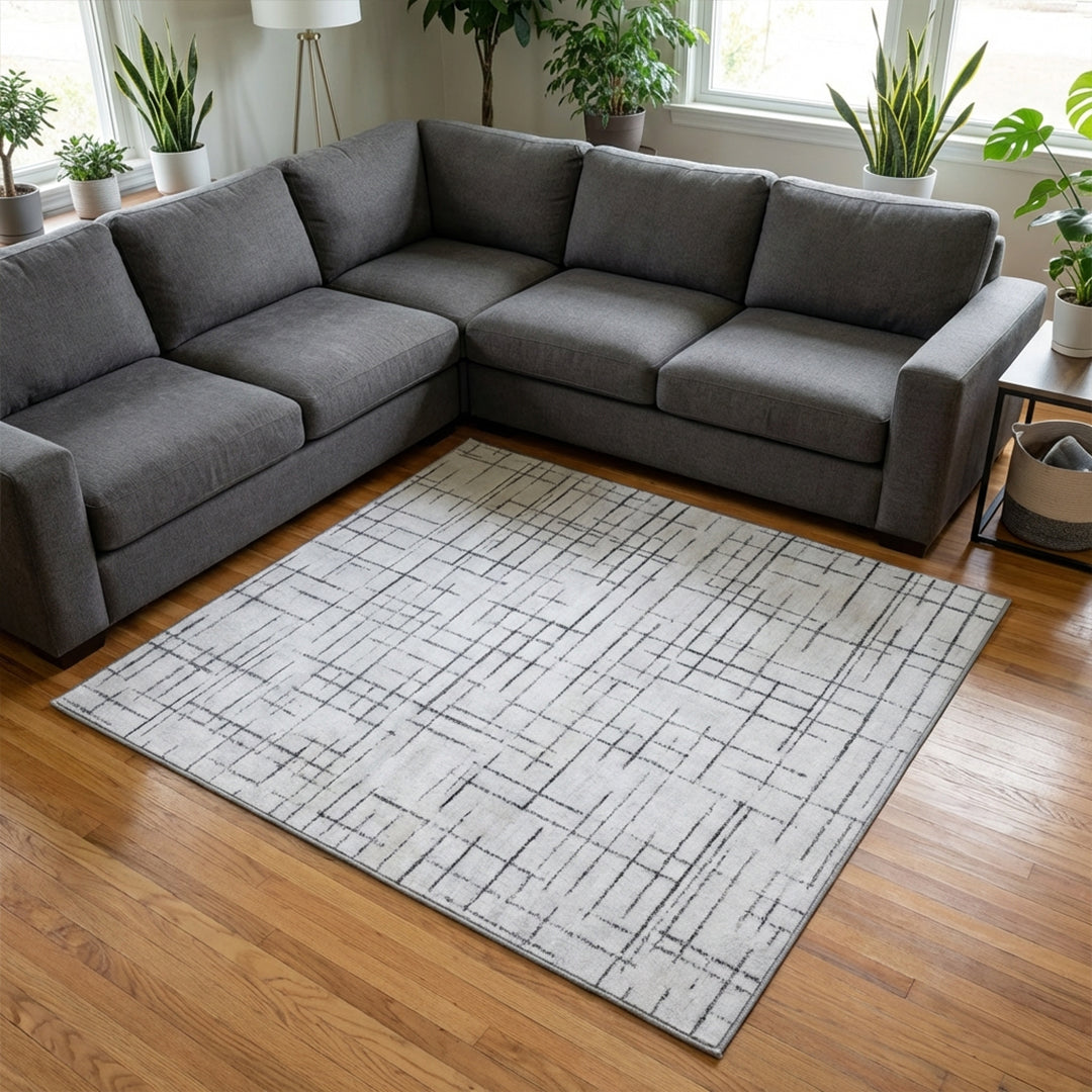 Muddy Carpet Strata Washable Area Rugs for Living Room, Bedroom & Dining Room – Modern Soft Low Pile Non Slip Carpet – Pet Friendly Waterproof Foldable Rugs for Home