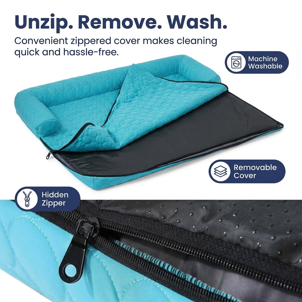 Muddy Mat® Ice Silk Cooling Dog Bed with Orthopedic Memory Foam & Bolster Rim, Self-Cooling Breathable Pet Sofa Bed, Extra-Wide Sofa Protection, Non-Slip, Detachable & Machine Washable