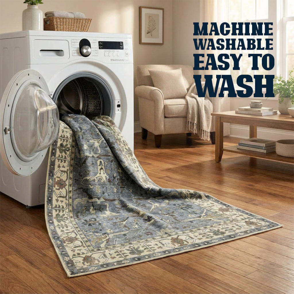 Muddy Carpet Duskfall Washable Area Rugs for Living Room, Bedroom & Dining Room – Modern Soft Low Pile Non Slip Carpet – Pet Friendly Waterproof Foldable Rugs for Home