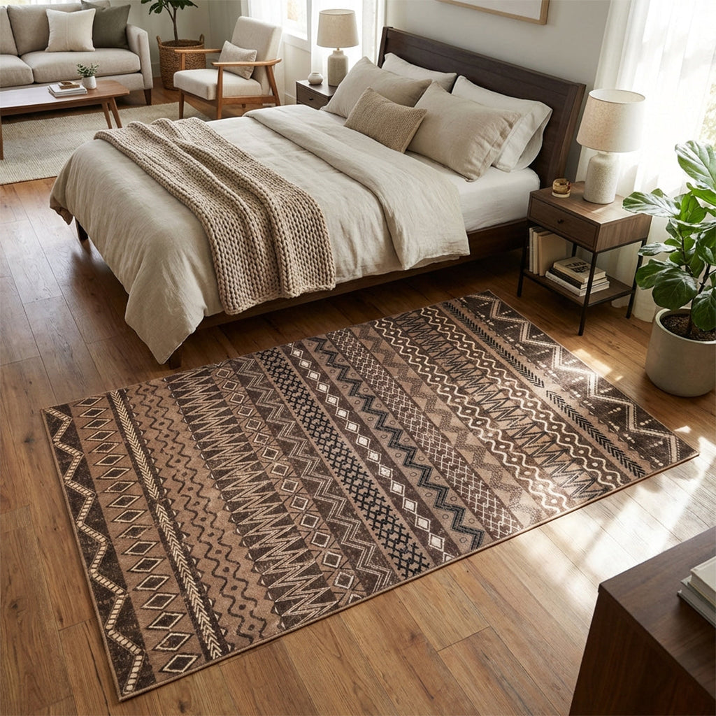 Muddy Carpet Nomad Washable Area Rugs for Living Room, Bedroom & Dining Room – Modern Soft Low Pile Non Slip Carpet – Pet Friendly Waterproof Foldable Rugs for Home