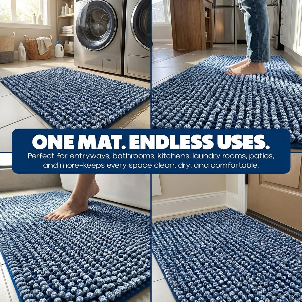 Muddy Mat® TrapMax Dual Tone Indoor Dog Door Mat & Bathroom Rugs – Non Slip Chenille Entryway Rug for Muddy Paws, Super Absorbent Washable Front Door Mat, Quick Dry Bath Mat