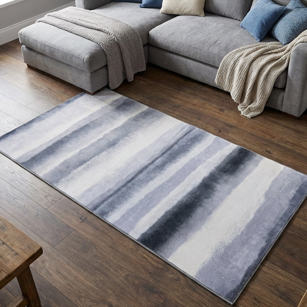 Muddy Carpet Mist Washable Area Rugs for Living Room, Bedroom & Dining Room – Modern Soft Low Pile Non Slip Carpet – Pet Friendly Waterproof Foldable Rugs for Home